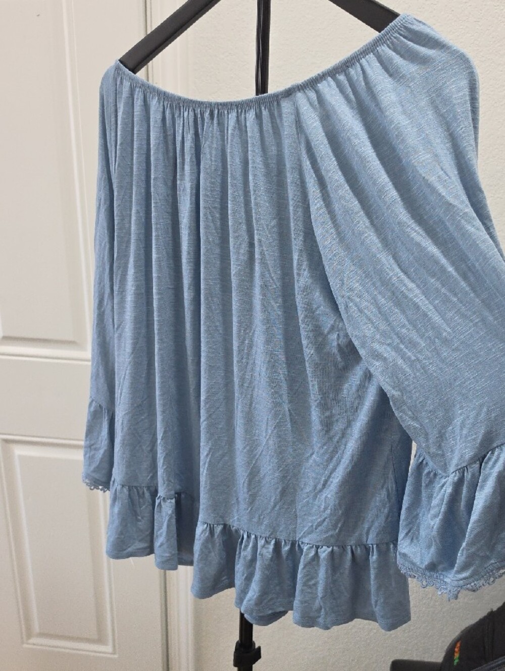Style & Co. Light Blue Off-Shoulder Ruffle Tunic - Picture 9 of 9